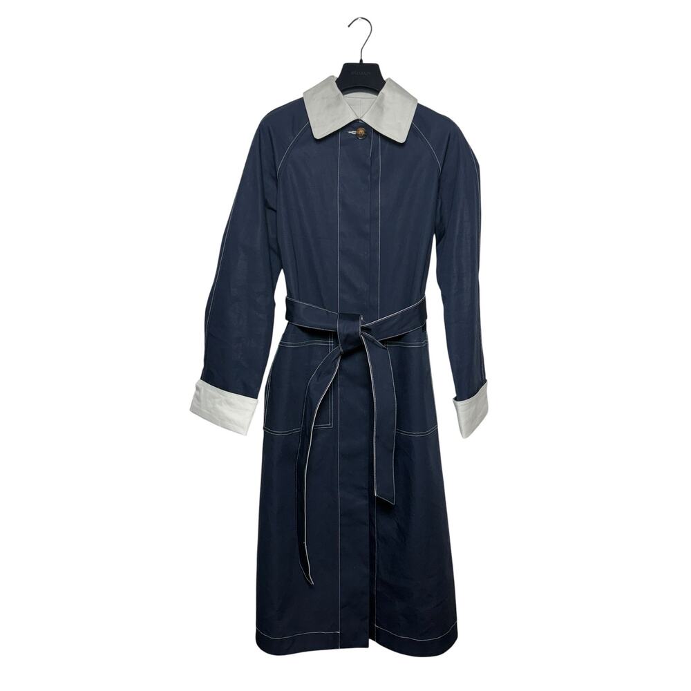 Aligne Barnaby Reversable Blue & Beige Trench Coat Small - Picture 6 of 10
